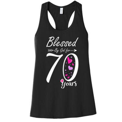 Wo 70th Birthday Tee Gift and Blessed for 70 Years Birthday Women's Racerback Tank