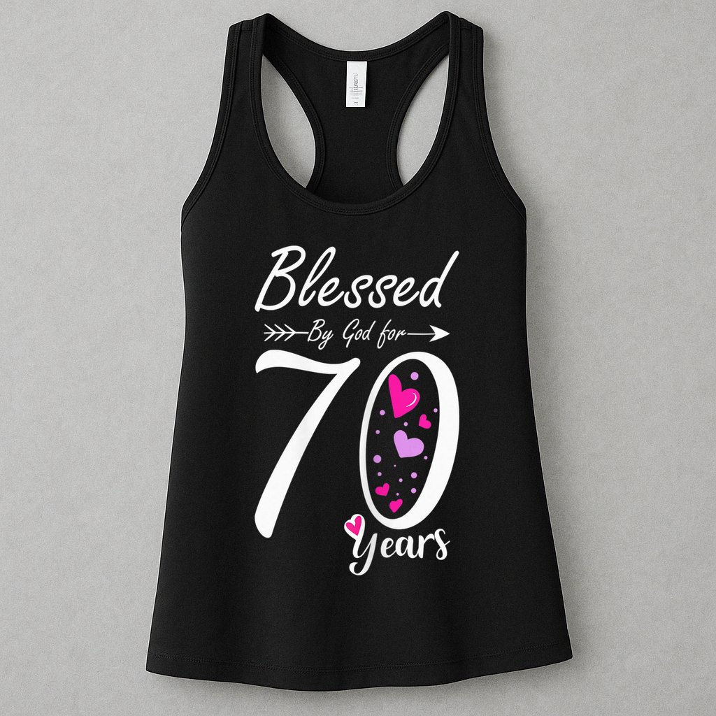 Wo 70th Birthday Tee Gift and Blessed for 70 Years Birthday Womens Tank Top