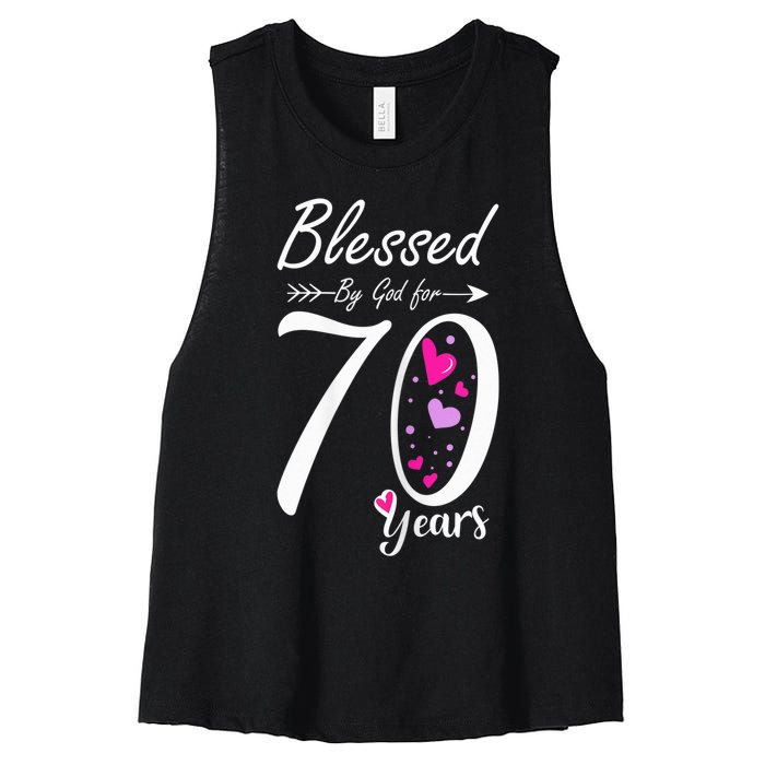 Wo 70th Birthday Tee Gift and Blessed for 70 Years Birthday Women's Racerback Cropped Tank