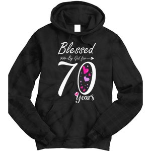 Wo 70th Birthday Tee Gift and Blessed for 70 Years Birthday Tie Dye Hoodie