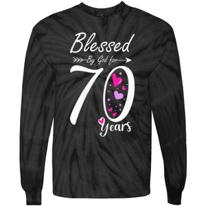 Wo 70th Birthday Tee Gift and Blessed for 70 Years Birthday Tie-Dye Long Sleeve Shirt