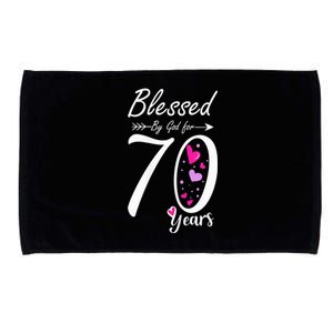 Wo 70th Birthday Tee Gift and Blessed for 70 Years Birthday Microfiber Hand Towel