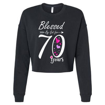 Wo 70th Birthday Tee Gift and Blessed for 70 Years Birthday Cropped Pullover Crew