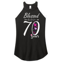 Wo 70th Birthday Tee Gift and Blessed for 70 Years Birthday Women's Perfect Tri Rocker Tank