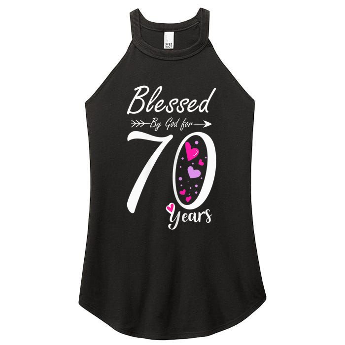 Wo 70th Birthday Tee Gift and Blessed for 70 Years Birthday Women's Perfect Tri Rocker Tank