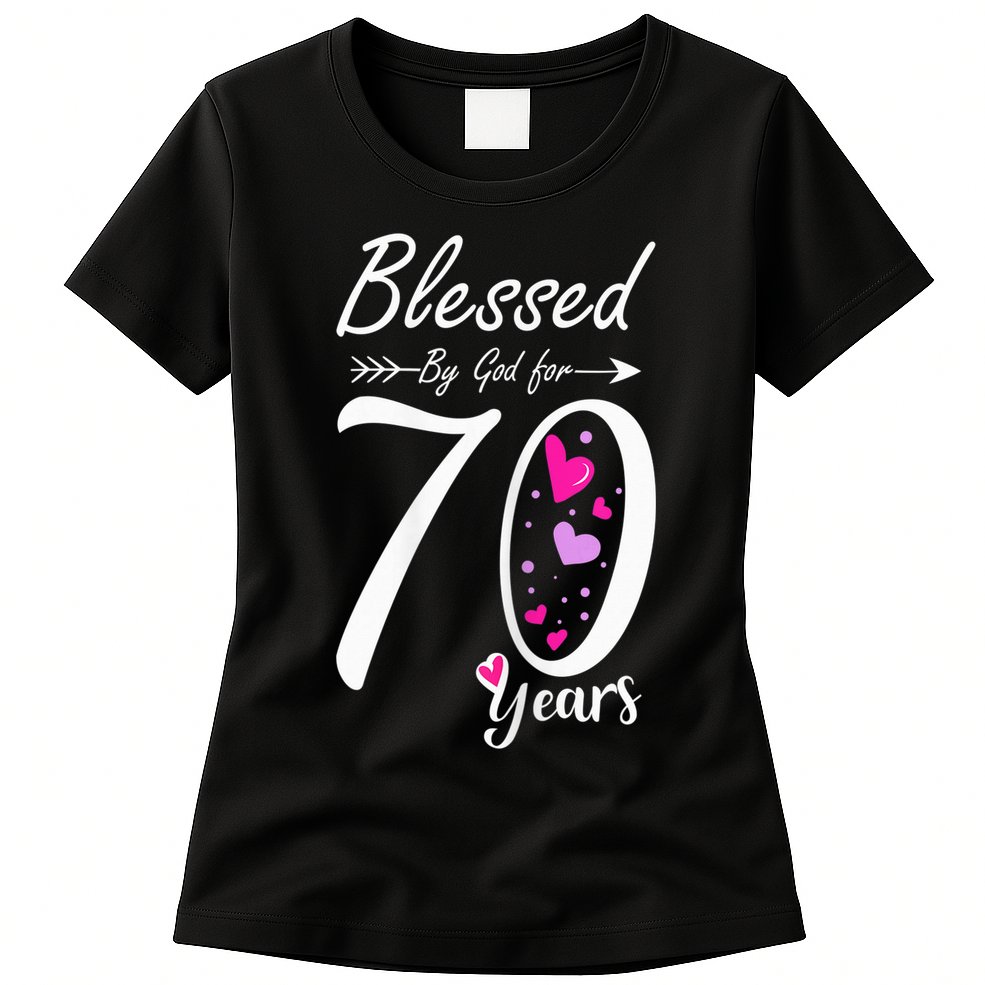 Wo 70th Birthday Tee Gift and Blessed for 70 Years Birthday Womens T-Shirt
