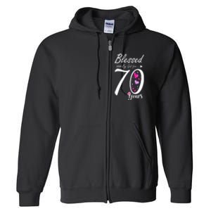 Wo 70th Birthday Tee Gift and Blessed for 70 Years Birthday Full Zip Hoodie