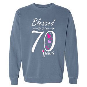 Wo 70th Birthday Tee Gift and Blessed for 70 Years Birthday Garment-Dyed Sweatshirt