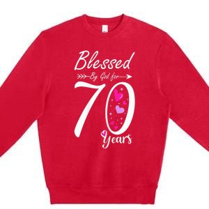 Wo 70th Birthday Tee Gift and Blessed for 70 Years Birthday Premium Crewneck Sweatshirt