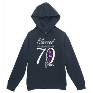 Wo 70th Birthday Tee Gift and Blessed for 70 Years Birthday Urban Pullover Hoodie