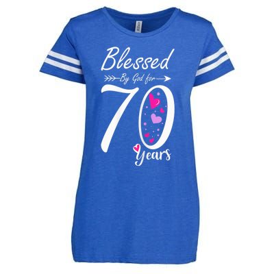 Wo 70th Birthday Tee Gift and Blessed for 70 Years Birthday Enza Ladies Jersey Football T-Shirt