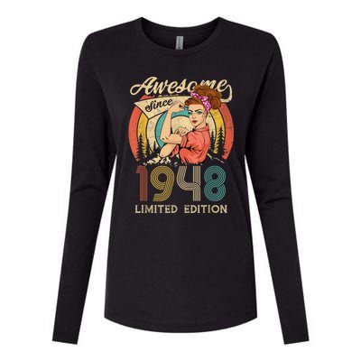 Wo 75th Birthday Present gifts ideas, Vintage Retro Best of 1948 Womens Cotton Relaxed Long Sleeve T-Shirt