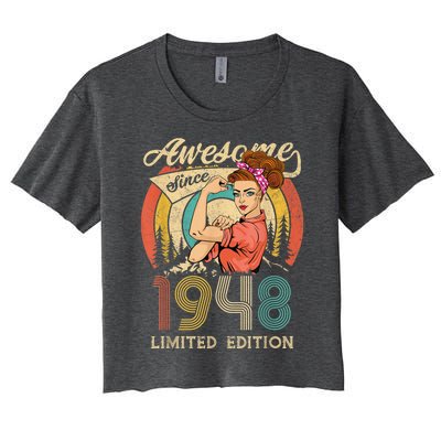 Wo 75th Birthday Present gifts ideas, Vintage Retro Best of 1948 Women's Crop Top Tee