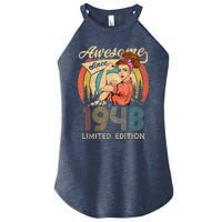 Wo 75th Birthday Present gifts ideas, Vintage Retro Best of 1948 Women’s Perfect Tri Rocker Tank