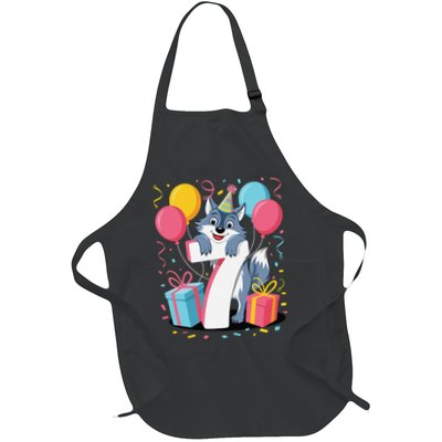 Wolf 7th Birthday Girl 7 Years Old Seventh Seven Wolf Apron