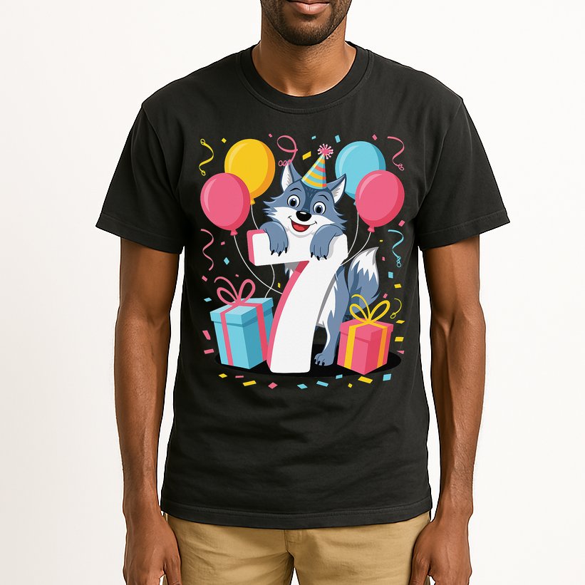 Wolf 7th Birthday Girl 7 Years Old Seventh Seven Wolf Tall T-Shirt