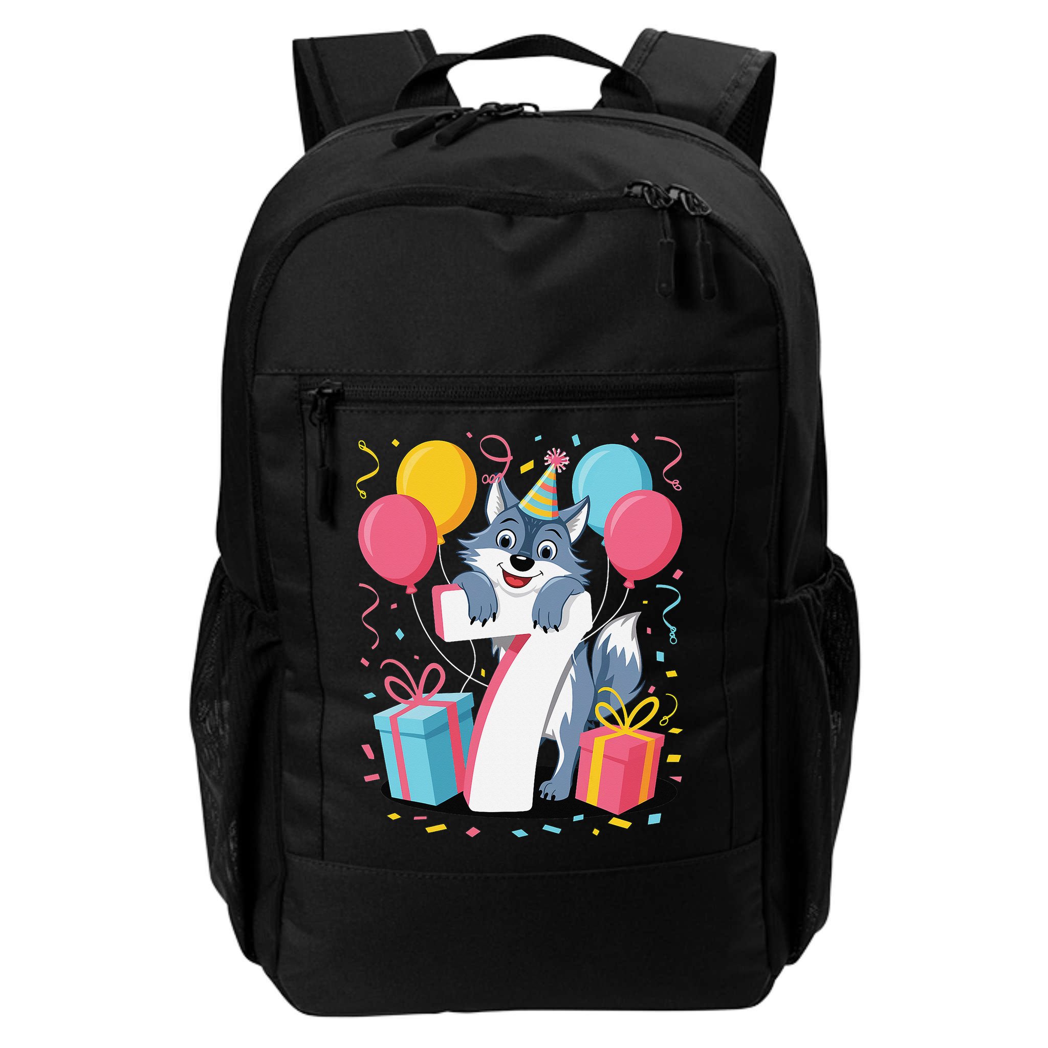 Wolf 7th Birthday Girl 7 Years Old Seventh Seven Wolf Backpack