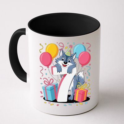 Wolf 7th Birthday Girl 7 Years Old Seventh Seven Wolf Mug