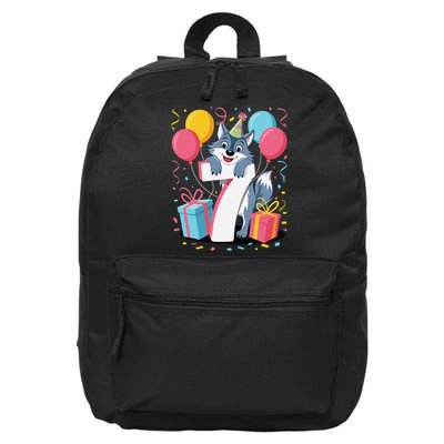 Wolf 7th Birthday Girl 7 Years Old Seventh Seven Wolf 16 in Basic Backpack