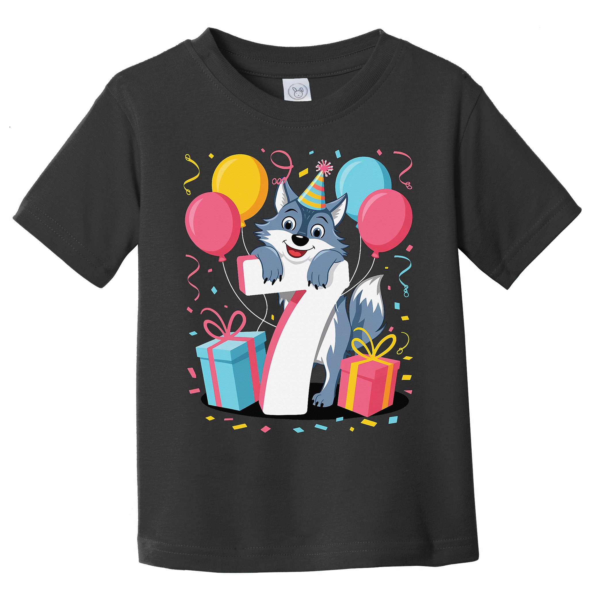 Wolf 7th Birthday Girl 7 Years Old Seventh Seven Wolf Toddler T-Shirt