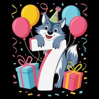 Wolf 7th Birthday Girl 7 Years Old Seventh Seven Wolf Toddler T-Shirt