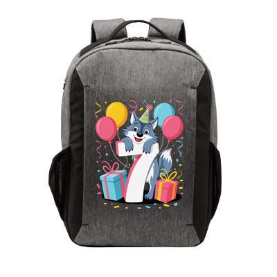Wolf 7th Birthday Girl 7 Years Old Seventh Seven Wolf Vector Backpack