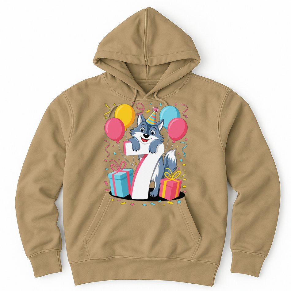 Wolf 7th Birthday Girl 7 Years Old Seventh Seven Wolf Hoodie