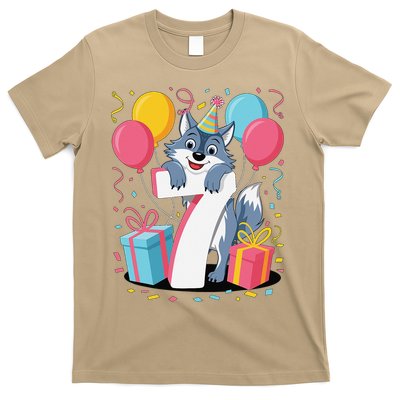 Wolf 7th Birthday Girl 7 Years Old Seventh Seven Wolf T-Shirt