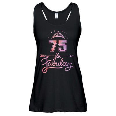 Wo 75 Years Old And Fabulous Happy 75th Birthday Present Ladies Essential Flowy Tank