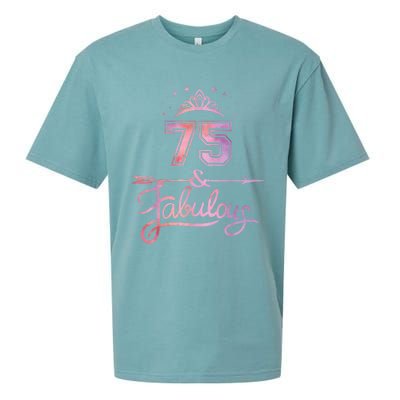 Wo 75 Years Old And Fabulous Happy 75th Birthday Present Sueded Cloud Jersey T-Shirt