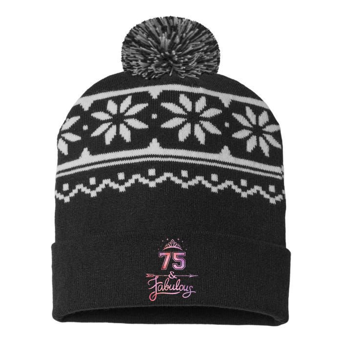 Women 75 Years Old And Fabulous Happy 75th Birthday USA-Made Snowflake Beanie