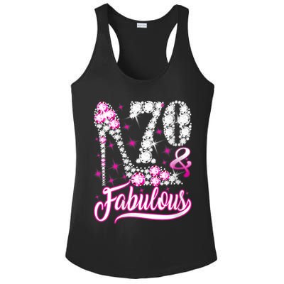 WoM.e.ns 70 Years Old Gifts 70 & Fabulous 70th Birthday Pink Diamond V-Neck Ladies PosiCharge Competitor Racerback Tank