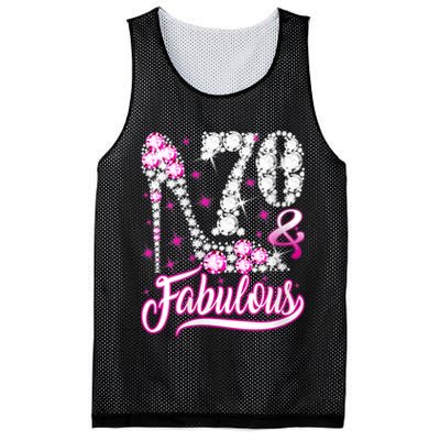 WoM.e.ns 70 Years Old Gifts 70 & Fabulous 70th Birthday Pink Diamond V-Neck Mesh Reversible Basketball Jersey Tank
