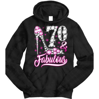 WoM.e.ns 70 Years Old Gifts 70 & Fabulous 70th Birthday Pink Diamond V-Neck Tie Dye Hoodie