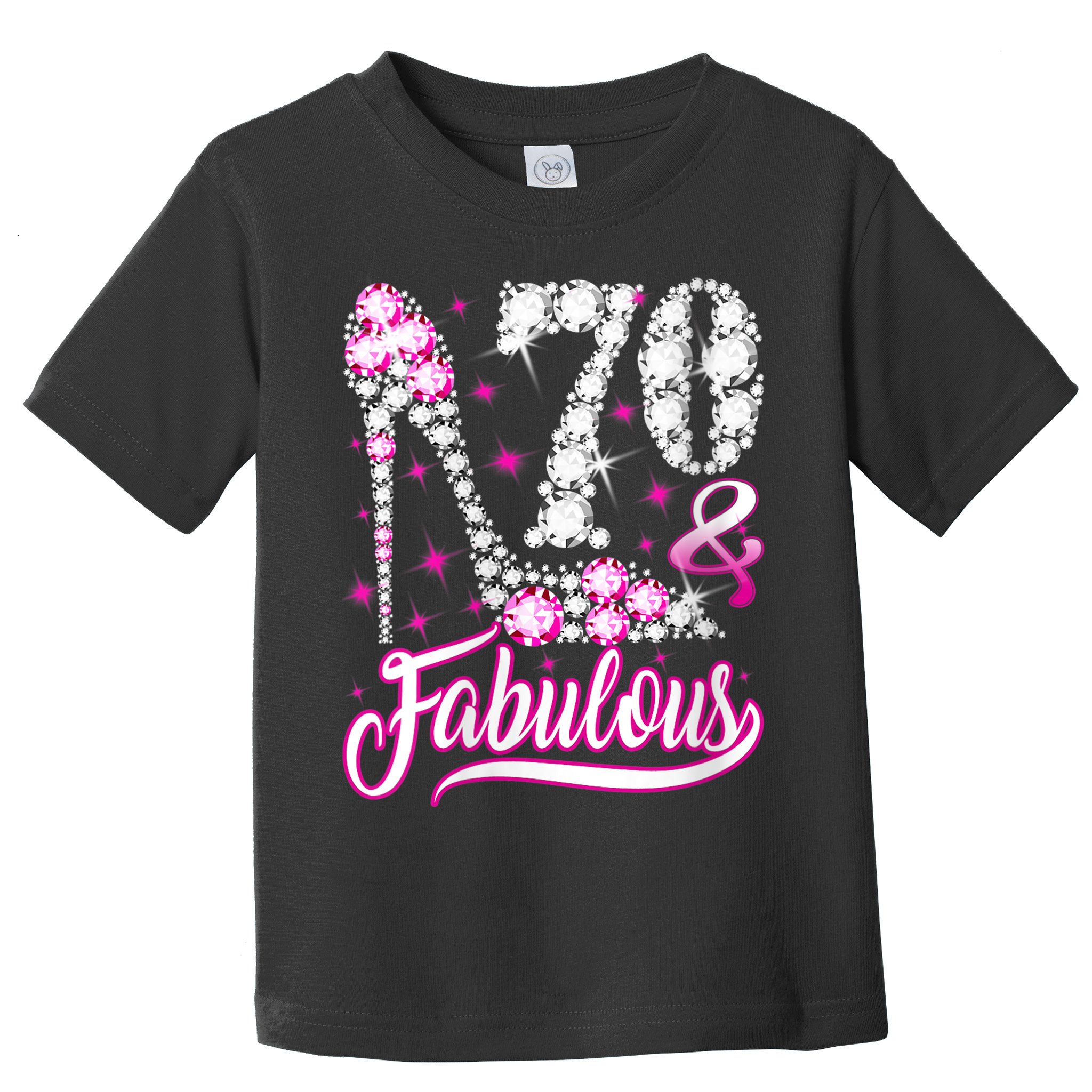 WoM.e.ns 70 Years Old Gifts 70 & Fabulous 70th Birthday Pink Diamond V-Neck Toddler T-Shirt