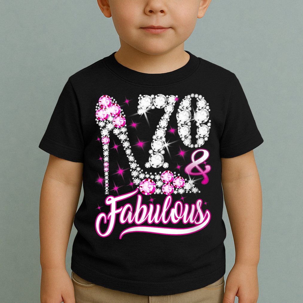 WoM.e.ns 70 Years Old Gifts 70 & Fabulous 70th Birthday Pink Diamond V-Neck Toddler T-Shirt