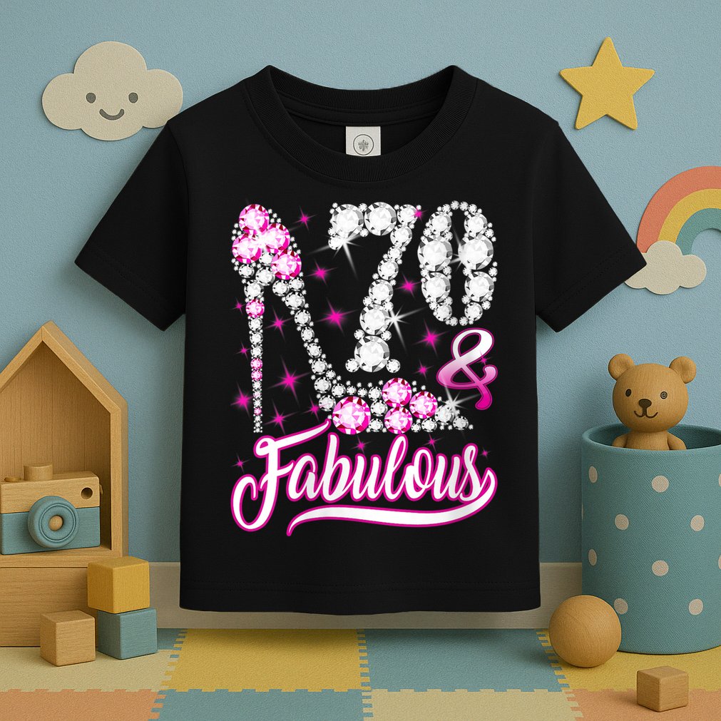 WoM.e.ns 70 Years Old Gifts 70 & Fabulous 70th Birthday Pink Diamond V-Neck Toddler T-Shirt