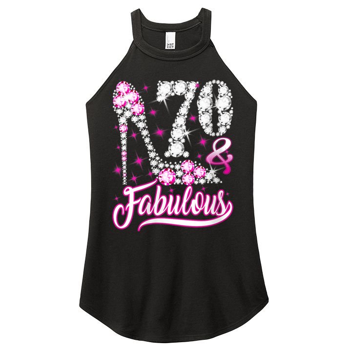 WoM.e.ns 70 Years Old Gifts 70 & Fabulous 70th Birthday Pink Diamond V-Neck Women's Perfect Tri Rocker Tank