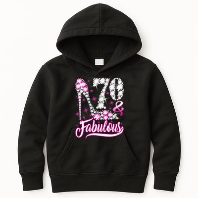WoM.e.ns 70 Years Old Gifts 70 & Fabulous 70th Birthday Pink Diamond V-Neck Kids Hoodie