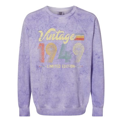 Womens 74 Year Old Gifts Born In 1949 Vintage Retro 74th Birthday Colorblast Crewneck Sweatshirt