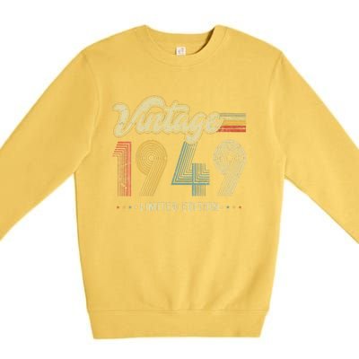 Womens 74 Year Old Gifts Born In 1949 Vintage Retro 74th Birthday Premium Crewneck Sweatshirt