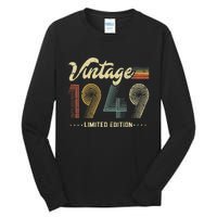 Womens 74 Year Old Gifts Born In 1949 Vintage Retro 74th Birthday Tall Long Sleeve T-Shirt