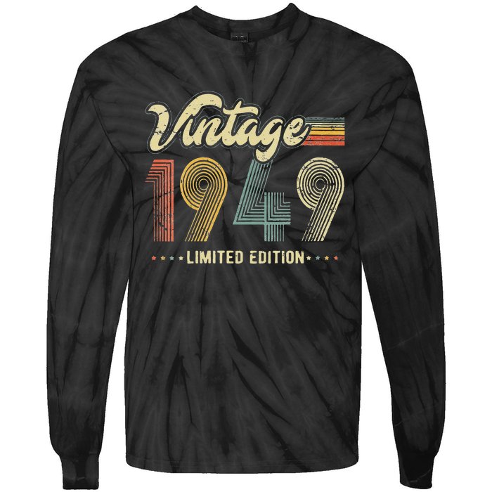 Womens 74 Year Old Gifts Born In 1949 Vintage Retro 74th Birthday Tie-Dye Long Sleeve Shirt