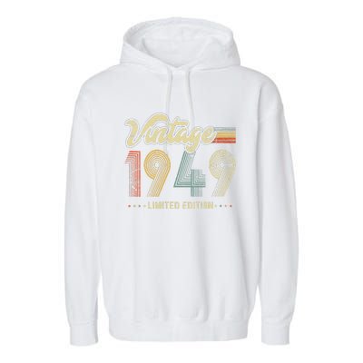 Womens 74 Year Old Gifts Born In 1949 Vintage Retro 74th Birthday Garment-Dyed Fleece Hoodie