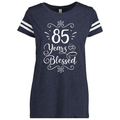 Wo 85th Birthday Present 85 Years Blessed Religious Jesus God Christian Enza Ladies Jersey Football T-Shirt