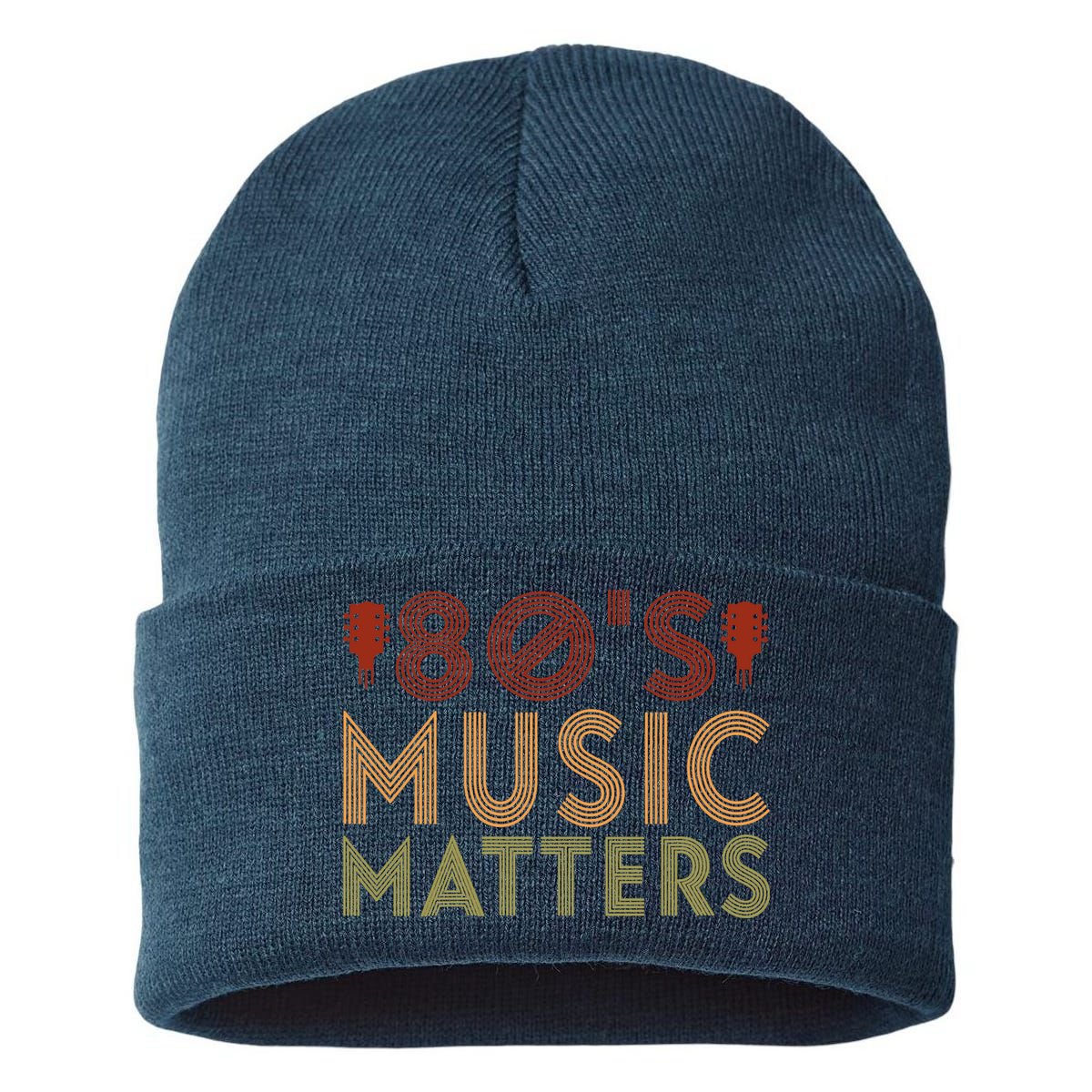 Wo 80's Music Matters Funny 80's Music Outfit 70s Music V-Neck Sustainable Knit Beanie