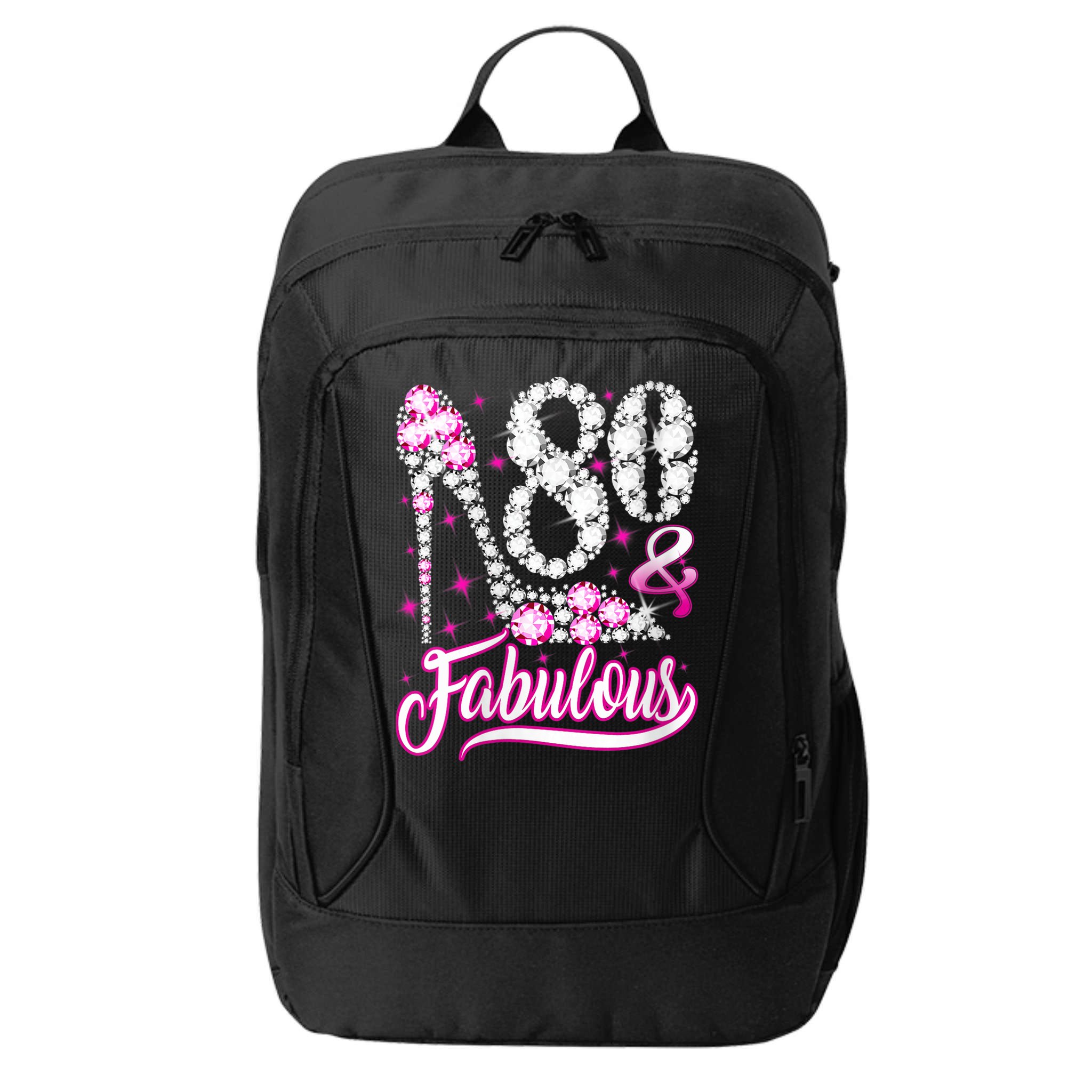 Wom.e.ns 80 Years Old Gifts 80 & Fabulous 80th Birthday Pink Diamond V-Neck City Backpack