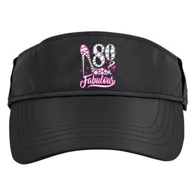 Wom.e.ns 80 Years Old Gifts 80 & Fabulous 80th Birthday Pink Diamond V-Neck Adult Drive Performance Visor