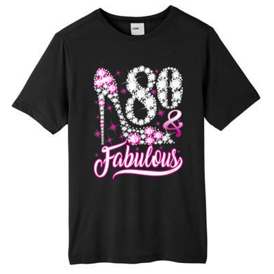 Wom.e.ns 80 Years Old Gifts 80 & Fabulous 80th Birthday Pink Diamond V-Neck Tall Fusion ChromaSoft Performance T-Shirt