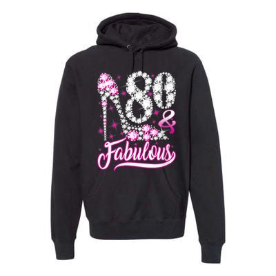 Wom.e.ns 80 Years Old Gifts 80 & Fabulous 80th Birthday Pink Diamond V-Neck Premium Hoodie